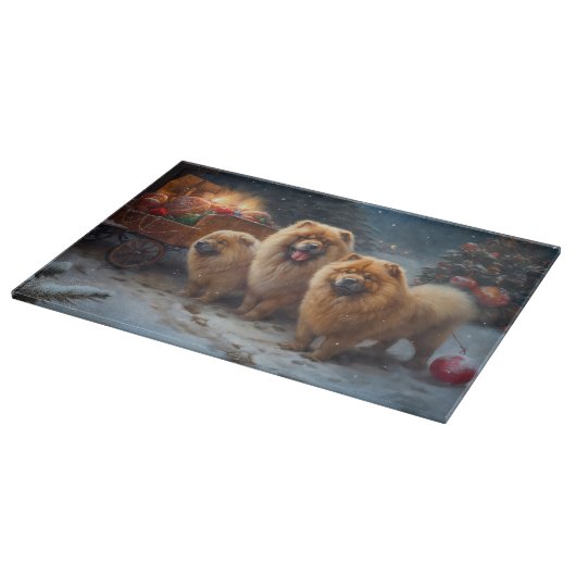 Chow Chow Snowy Sleigh Kerst Decor Snijplank (Hoek)