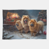 Chow Chow Snowy Sleigh Kerst Decor Theedoek (Horizontaal)