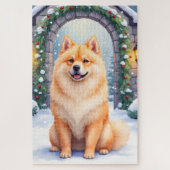 Chow Chow Snowy Stone Courtyard Christmas Art Legpuzzel (Verticaal)