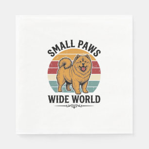 Chow Chow T-shirt Kleine poten brede wereld vintag Servet
