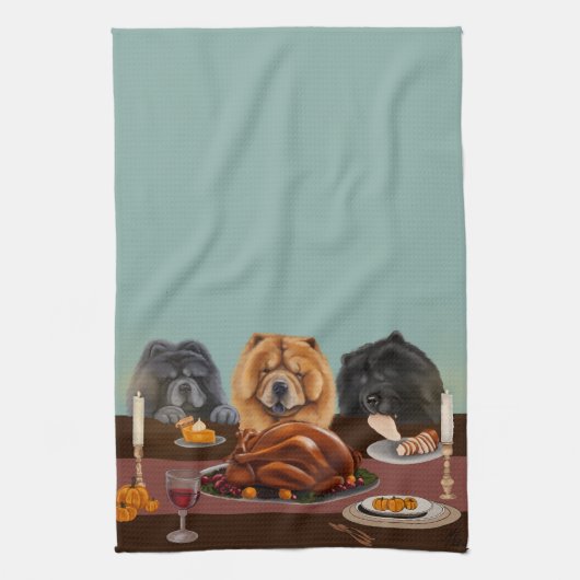 Chow Chow Thanksgiving Diner Serviette de cuisine (Vertical)