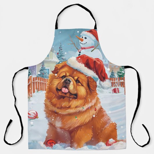 Chow Chow Winter Wonderland Kerstvreugde Schort (Voorkant)