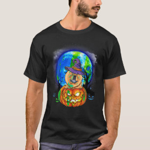 Chow Chow Witch Maan Pompoen Scary Halloween Hond T-shirt