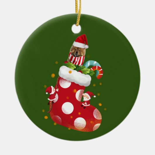 Chow Chow With Socking Keramisch Ornament (Voorkant)