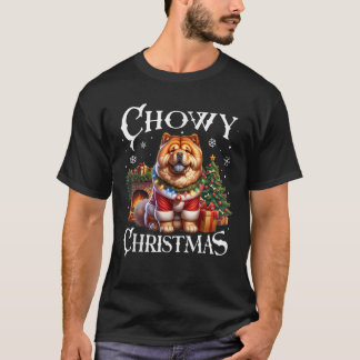 Chow Chow Xmas Unisex Volwassenen Zwart Kleine Kor T-shirt