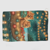 Chow Christmas Feestelijke reis Golfhanddoek (Horizontaal)