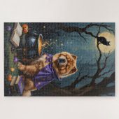 Chow Dog grillige Halloween schilderij Legpuzzel (Horizontaal)