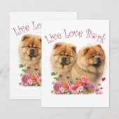 Chow Dog Mom Bloemen Notitiekaartje (Voorkant / Achterkant)