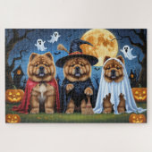 Chow Dog Pumpkin Halloween Grappig Legpuzzel (Horizontaal)