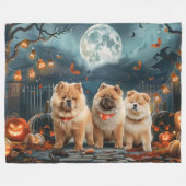 Chow Halloween Spooky Fleece Deken (Voorkant (Horizontaal))