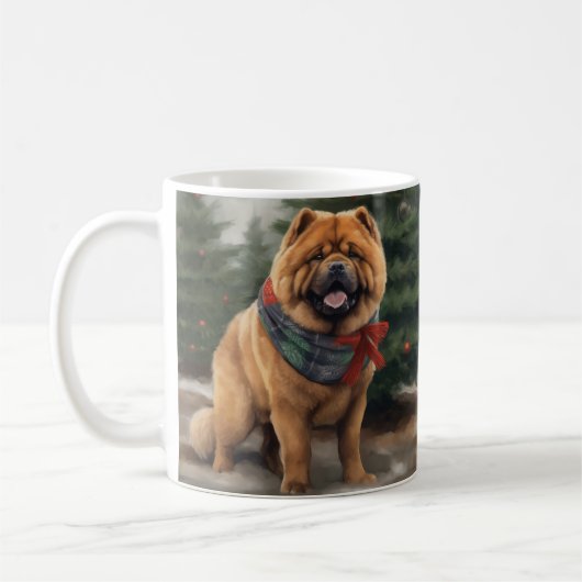 Chow Hond in Sneeuw Kerstmis Koffiemok (Links)