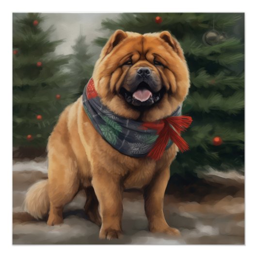 Chow Hond in Sneeuw Kerstmis Perfect Poster (Voorkant)