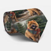 Chow Hond in Sneeuw Kerstmis Stropdas (Opgerold)