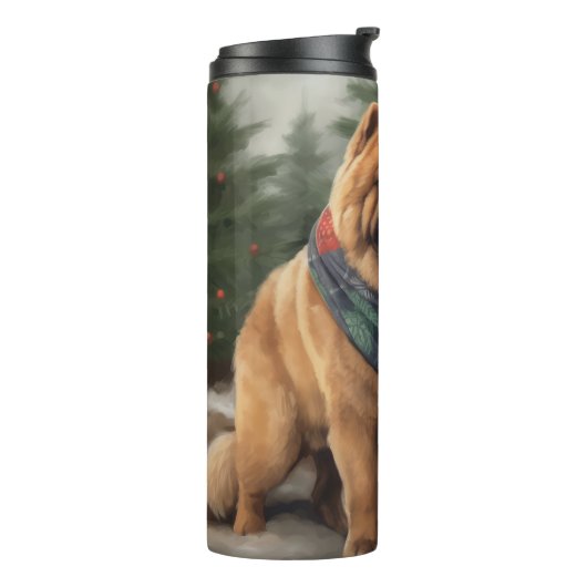 Chow Hond in Sneeuw Kerstmis Thermosbeker (Gedraaid links)