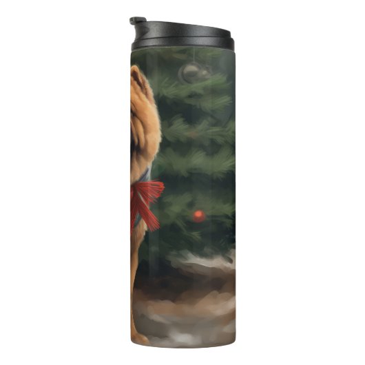 Chow Hond in Sneeuw Kerstmis Thermosbeker (Geroteerd rechts)