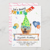 Chow laat Pawty Dog Birthday Party Uitnodiging (Voorkant / Achterkant)