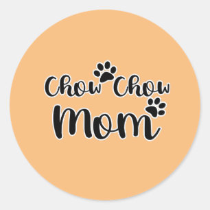 Chow Mom Pawprint Typografie Ronde Sticker