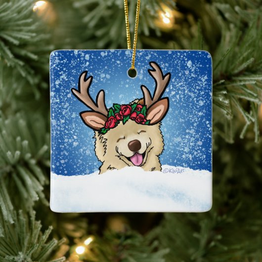 Chow Reindeer Ceramic Ornament (Boom)