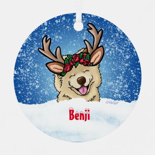 Chow Reindeer Metalen Ornament (Voorkant)