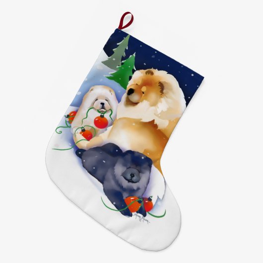 Chow SNOWBABIES chaussette de Noël 2020 (Devant (Accrochage))