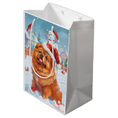Chow Winter Wonderland Kerstvreugde Medium Cadeauzakje (Achterkant Gekanteld)