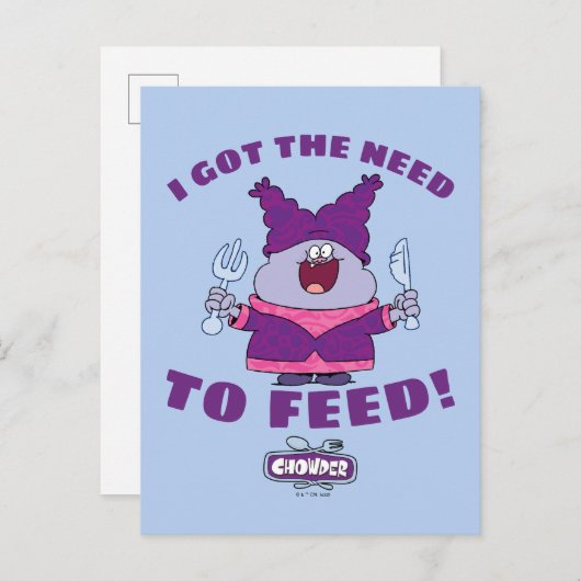 Chowder met vork en mes briefkaart (Voorkant / Achterkant)