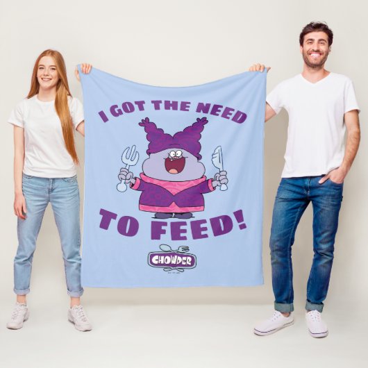 Chowder met vork en mes fleece deken (In situ)