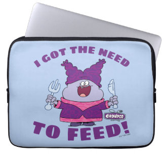 Chowder met vork en mes laptop sleeve