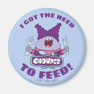 Chowder met vork en mes magneet