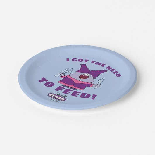 Chowder met vork en mes papieren bordje (Gekanteld)