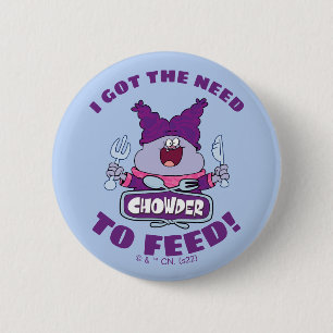 Chowder met vork en mes ronde button 5,7 cm