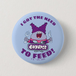 Chowder met vork en mes ronde button 5,7 cm