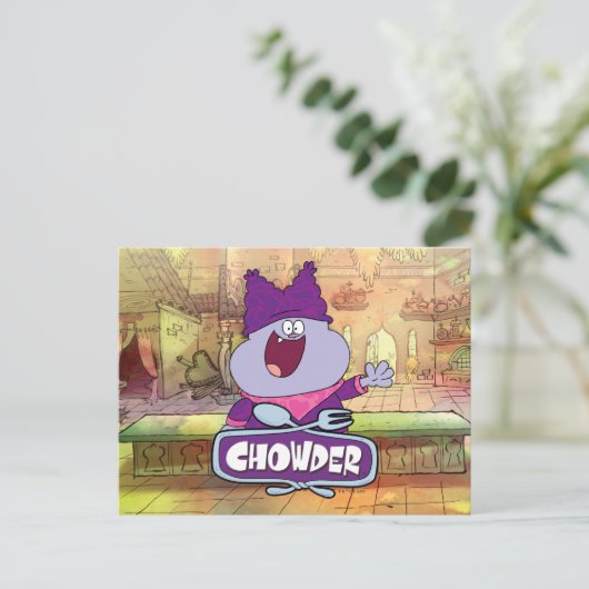 Chowder Waving Briefkaart (Staand voorkant)