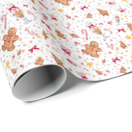 Chrictmas Gingerbrood Man Wrapping Paper Cadeaupapier (Rol Hoek)