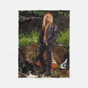 Chris Caffery Standing with Guitars Fleece Blanket