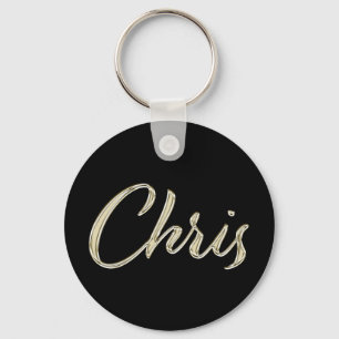 Chris Naam whitegold knopje sleutelhanger
