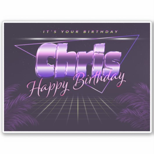 Chris Prénom lila retro Sticker (Devant)