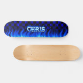 Chris skateboard blauw vuur en vlammenontwerp (Horizontaal)