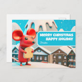 Chrismas Town Mice kreeg cadeau Briefkaart (Voorkant / Achterkant)
