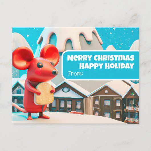 Chrismas Town Mice kreeg cadeau Briefkaart (Voorkant)
