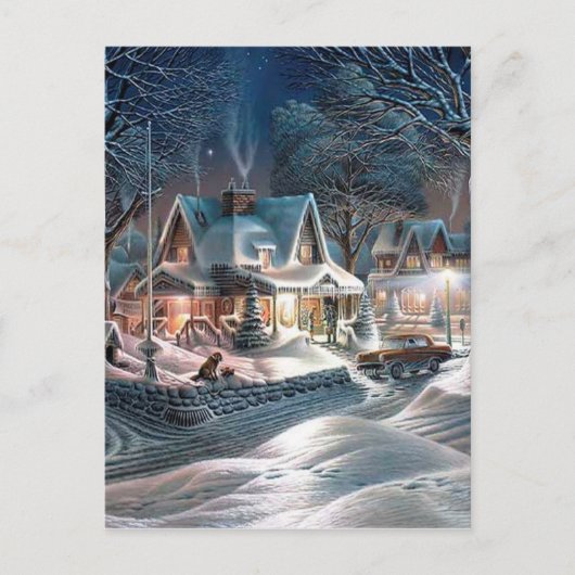 Chrismas Winter Cottage Briefkaart (Voorkant)