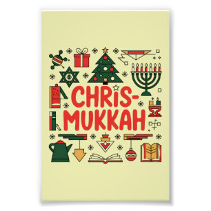 Chrismukkah Hanukkah Kerst Joodse Religieuze Foto Afdruk