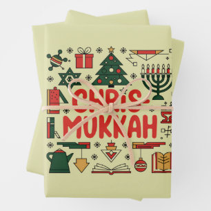 Chrismukkah Hanukkah Kerst Joodse Religieuze Inpakpapier Vel