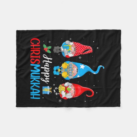 Chrismukkah kabouters Vrolijk Kerstfeest en Gelukk Fleece Deken (Voorkant (Horizontaal))