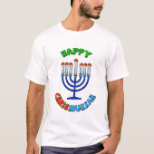 Chrismukkah Santa Hat Menorah T-Shirt (Voorkant)