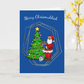 Chrismukkah Santa met Menorah-kerstkaart Kaart (Gele Bloem)