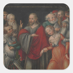 Christ and the Adulteress Vierkante Sticker