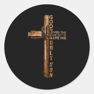 Christ Cross Christelijk Johannes 3 16 God Zo Hiel Ronde Sticker
