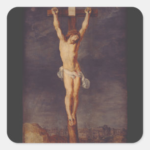 Christ dood aan het kruis door Peter Paul Rubens K Vierkante Sticker