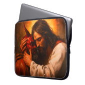 Christ Embracing Lucifer Laptop Sleeve (Voorkant Links)